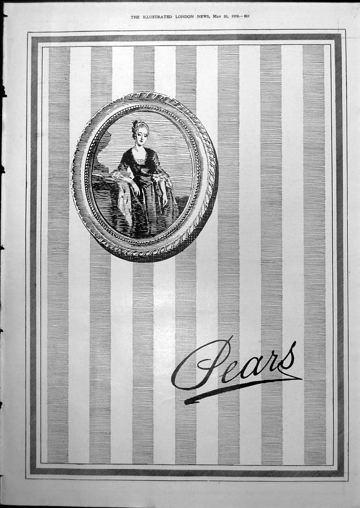 Old Pears Soap Advert Oval Cameo Lady North Russian Expedition 1919 20th