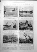 Antique Old Print Zeebrugge Port Salvage Work Royal Procession Ascot 1919 20th