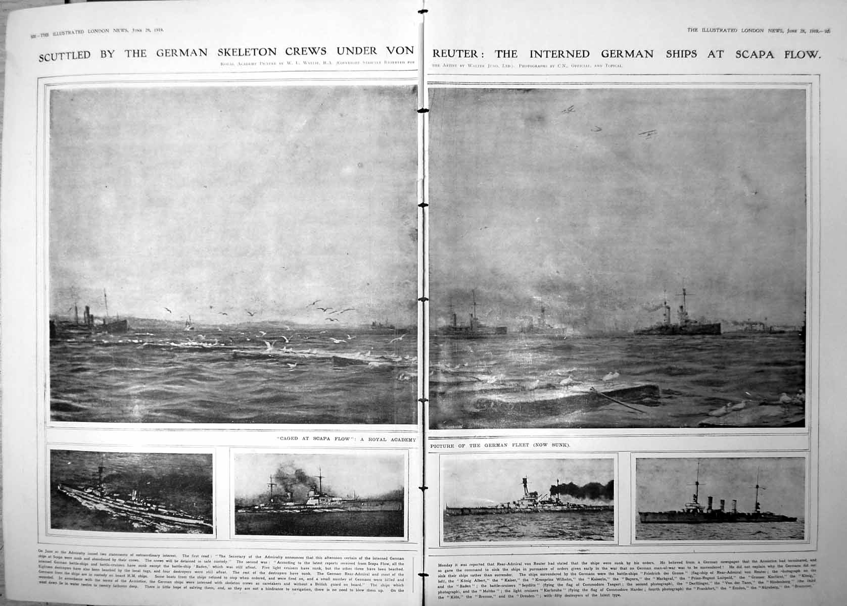 Old Damaged Scuttled Under Von Reuter Interned Ships Scapa Flow 1919 20th