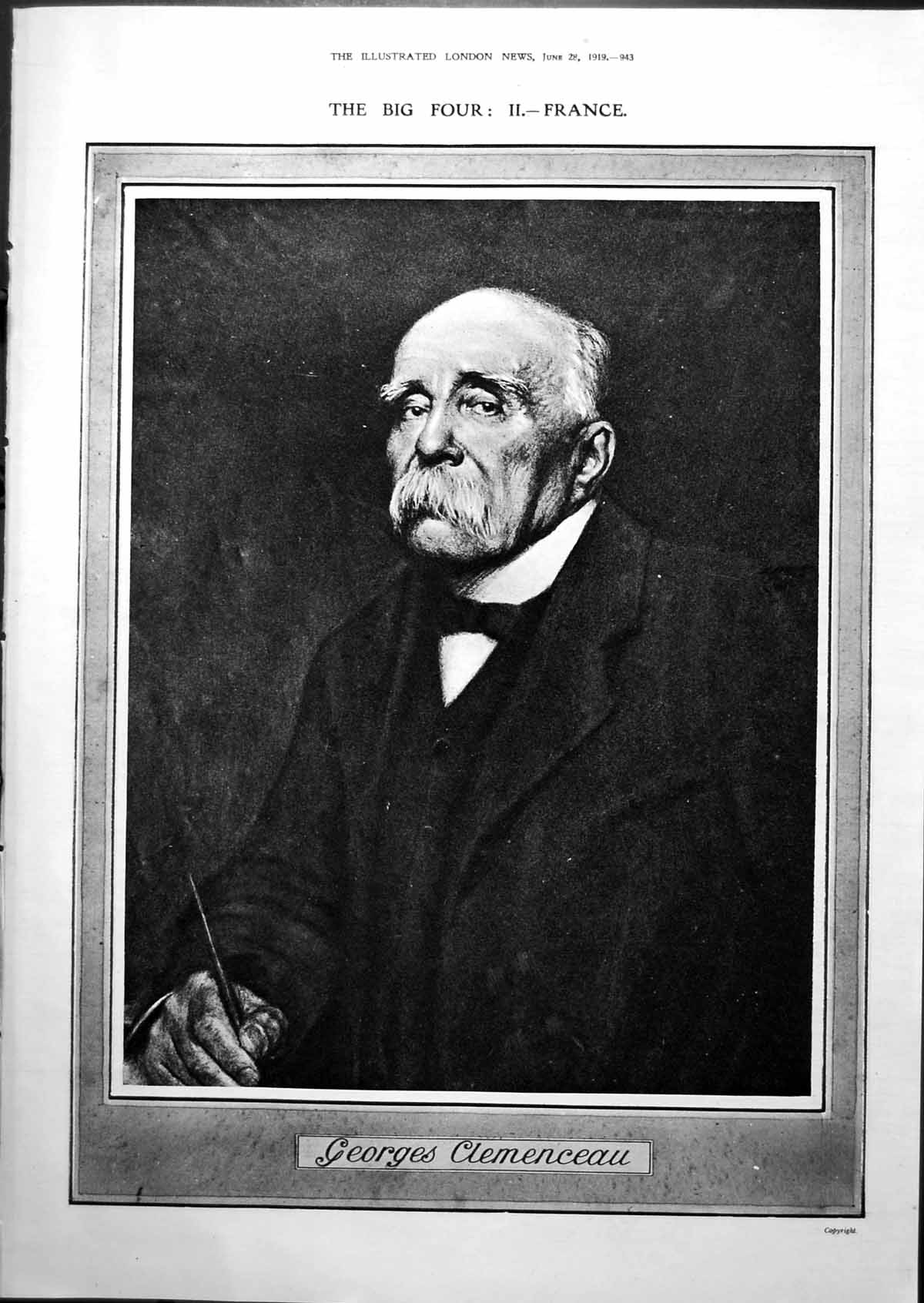 Antique Print Georges Clemencau Woodrow Wilson The Big Four France Us 1919