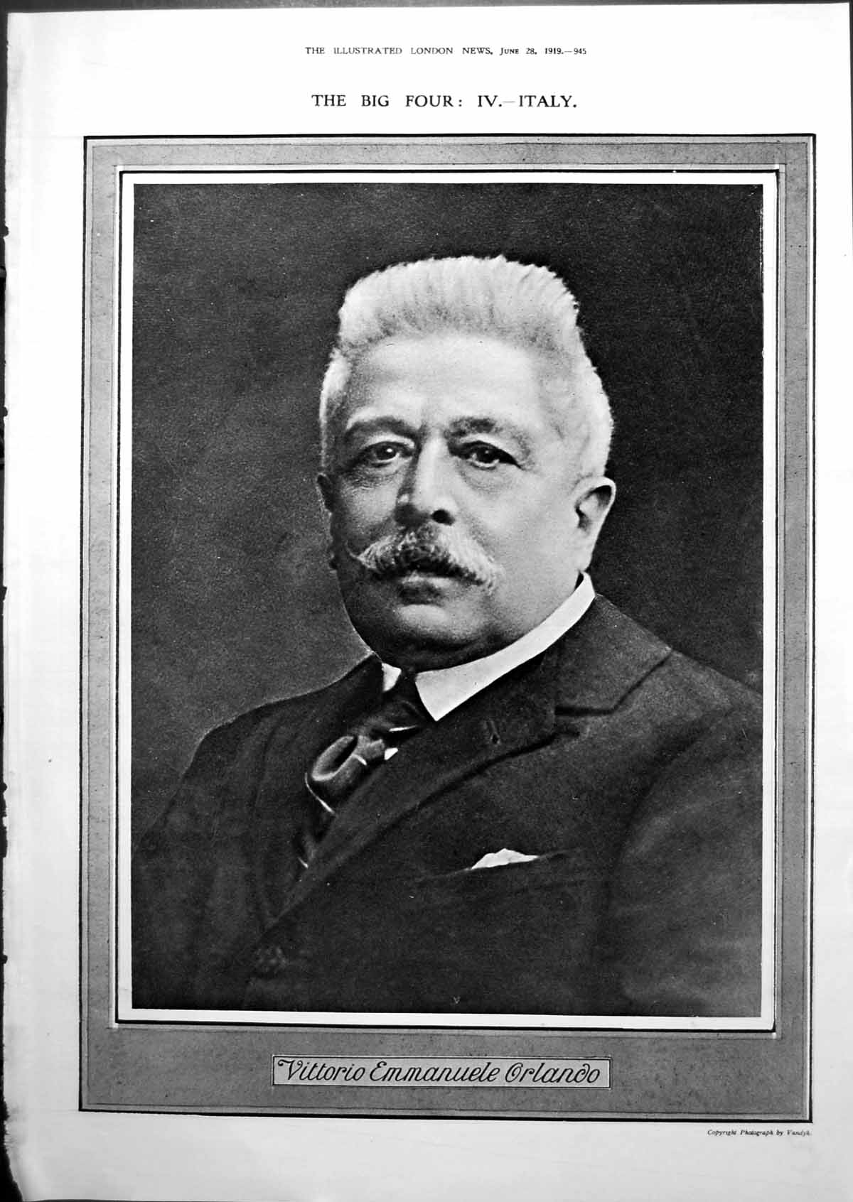 Antique Print Vittorio Emmanuele Orlando Italy Presbytery Homblieres 1919 20th