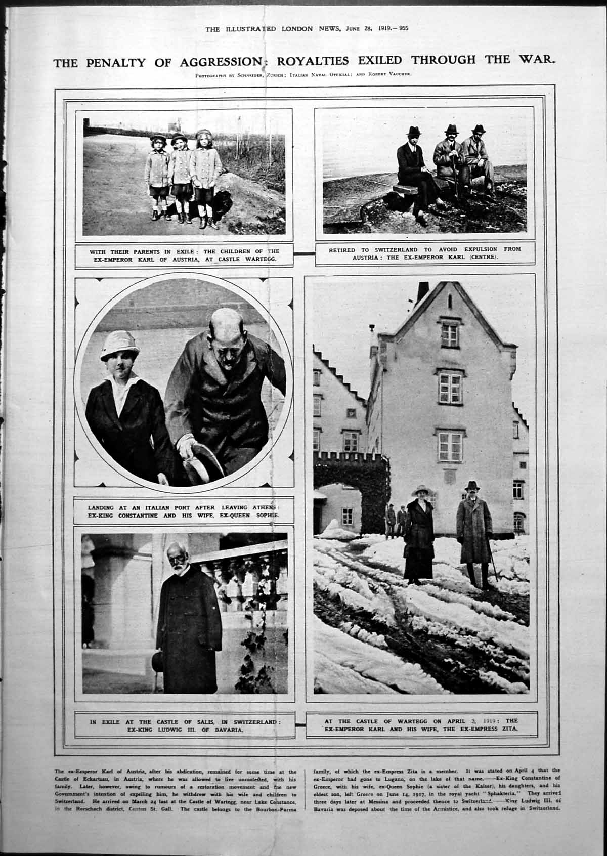 Old Print Royalties Exiled Through War Table Where Armistice Signed 1919 20th