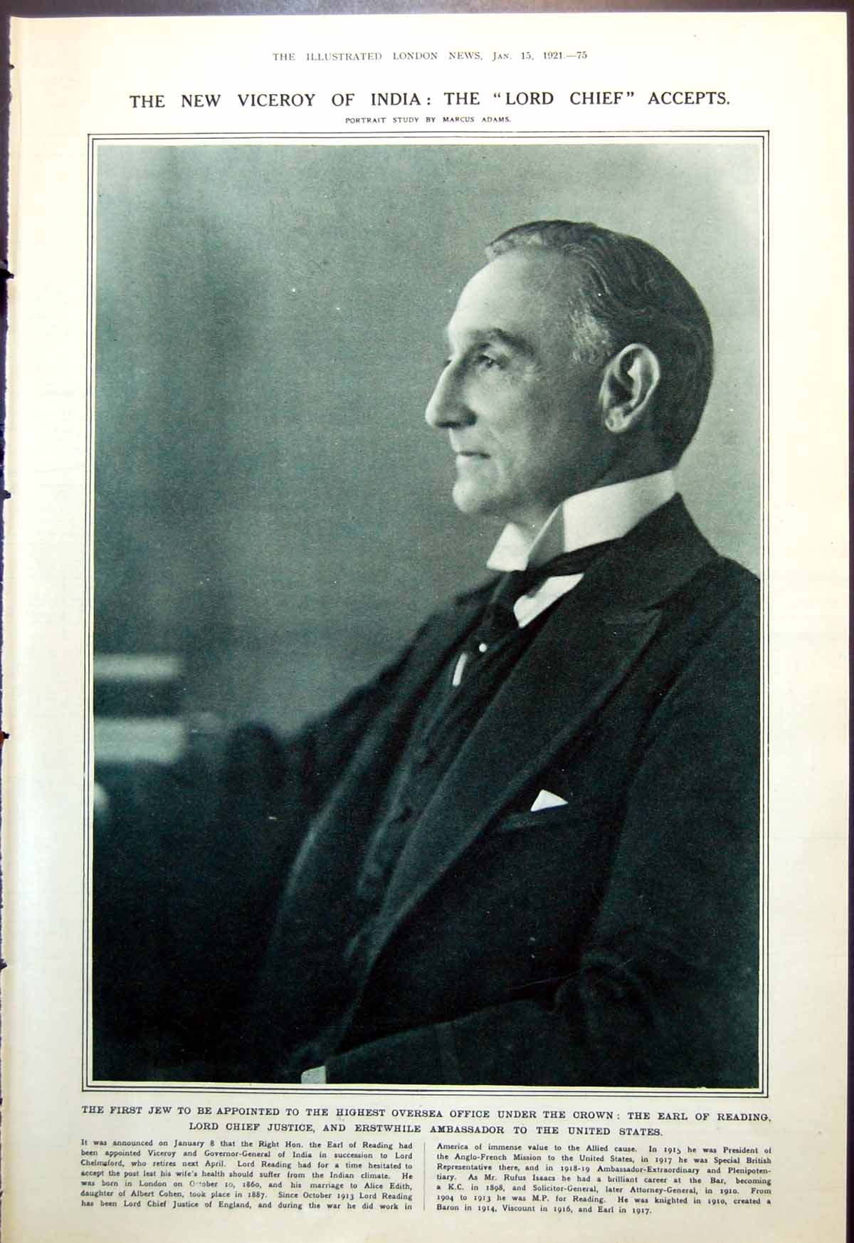 Old Print Lord Chief Accepts Viceroy India Portrait Theatre Actors 1921 0 20th