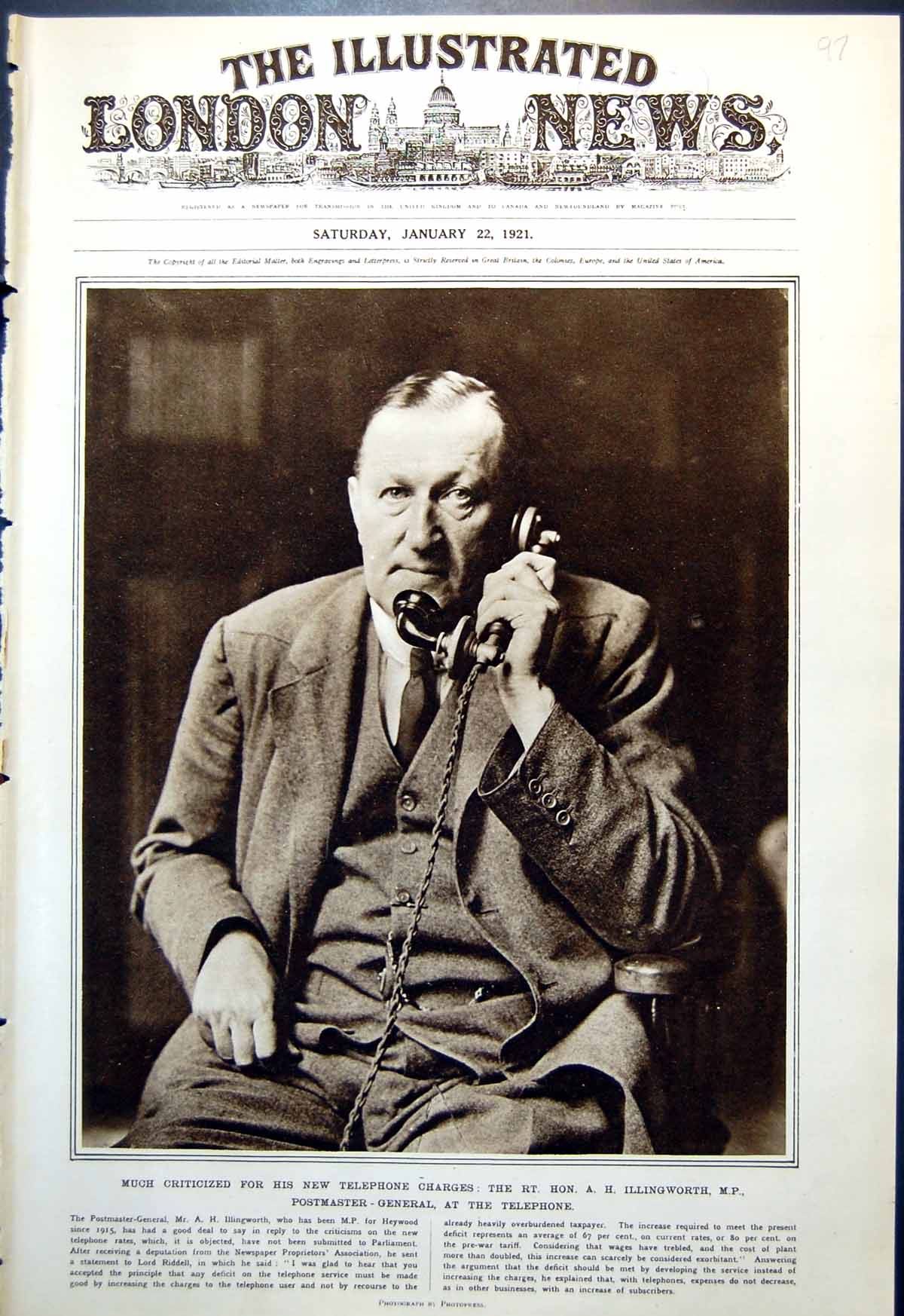 Old Ah Illingworth Post-Master General M Aristide Briand France 1921 0 20th