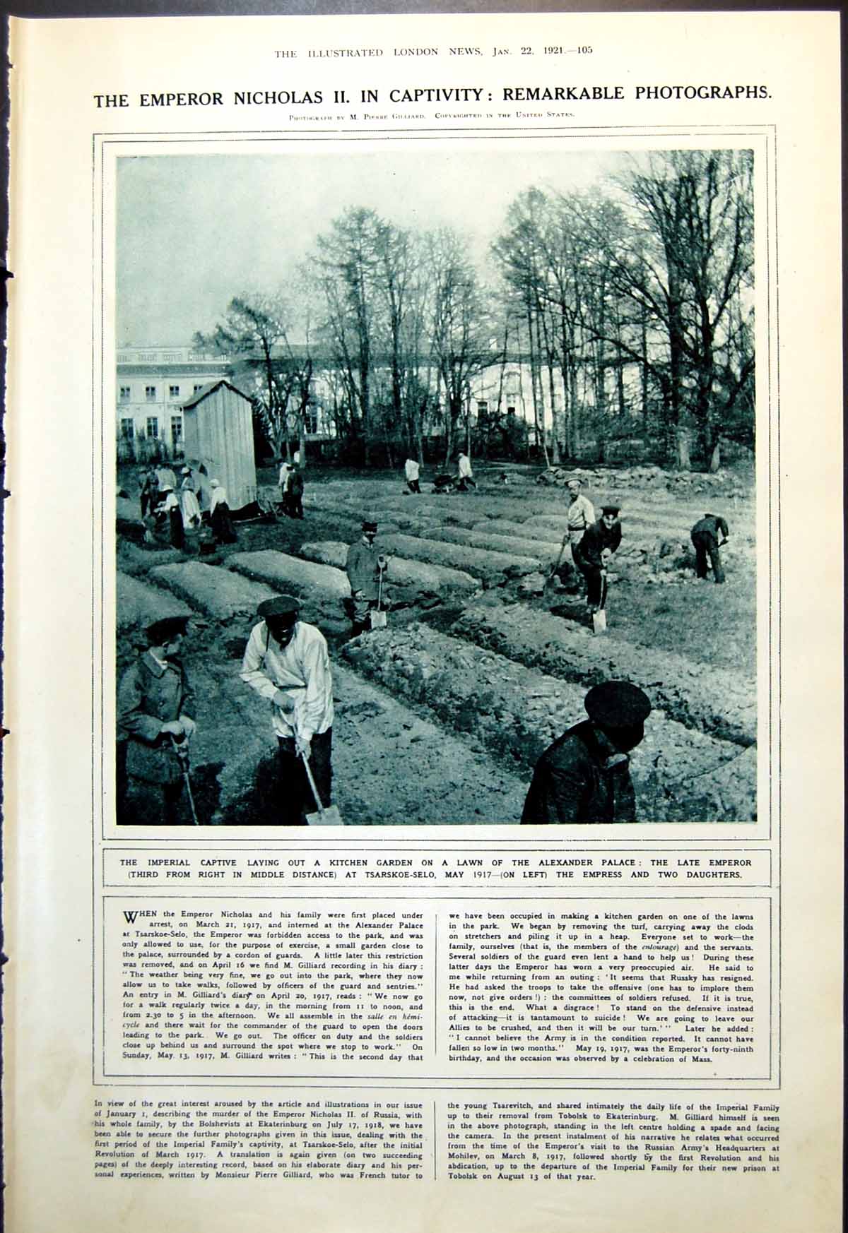 Antique Print Emperor Nicholas Ii Captivity Internment Tsarskoe-Selo 1921 20th
