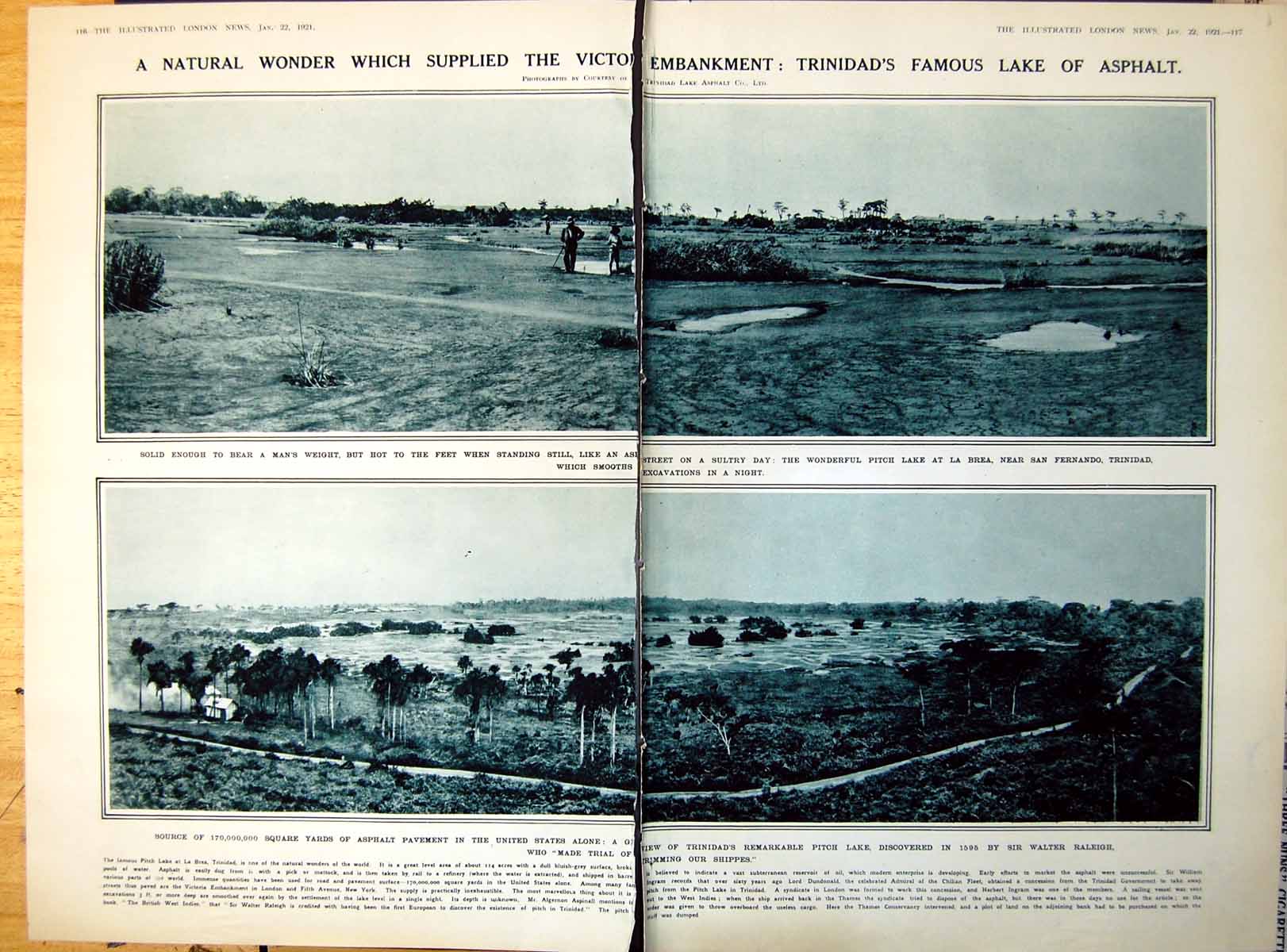 Old Damaged Trinidad'S Ashphalt Lake Natural Wonder Supplying Us 1921 20th