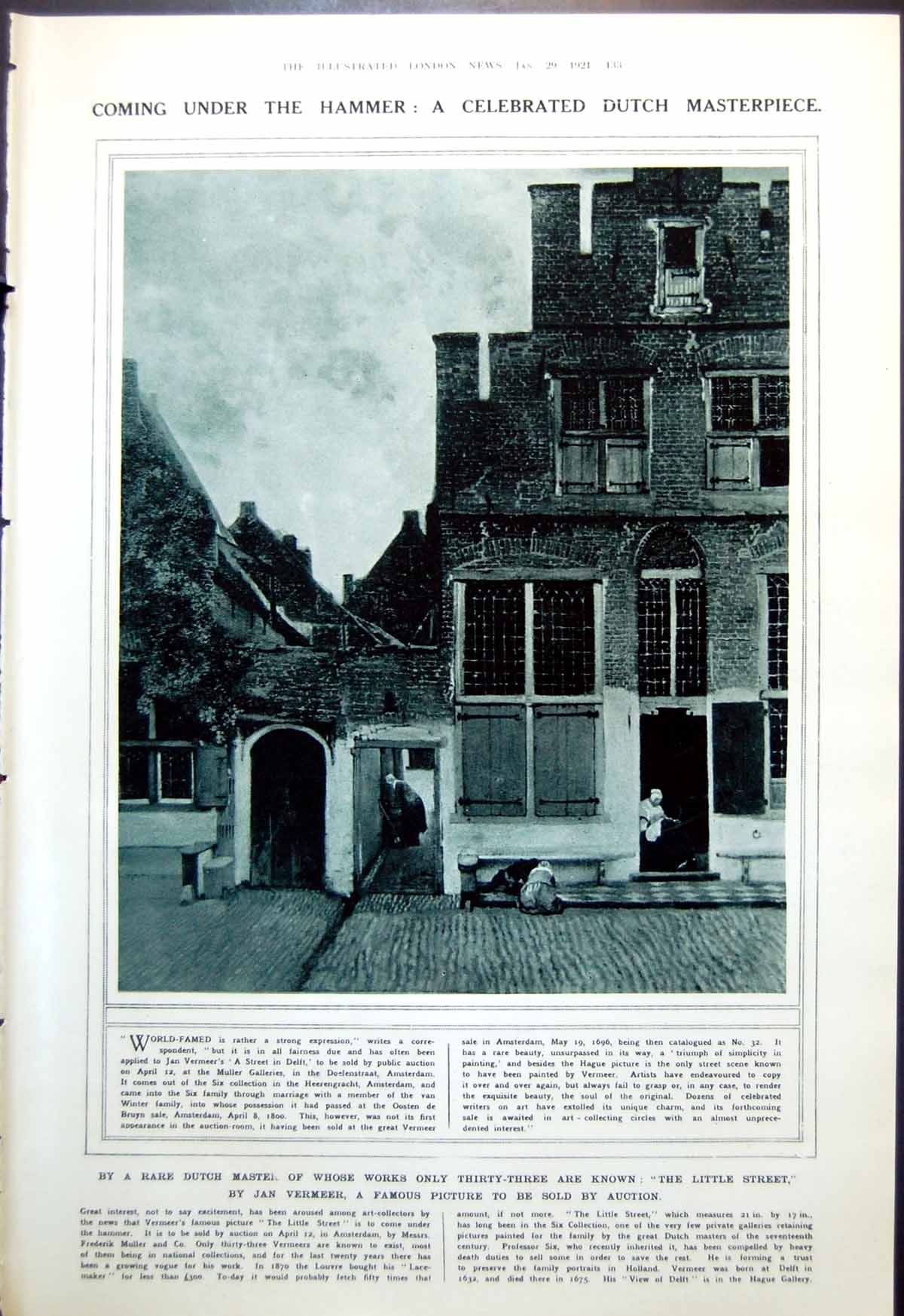 Old Vermeers A Street In Delft At Auction Royal Irishconstabulary 1921 20th