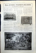 Antique Old Print Sotheby Hepplewhite Four-Back Settee Commode Tapestry 1921