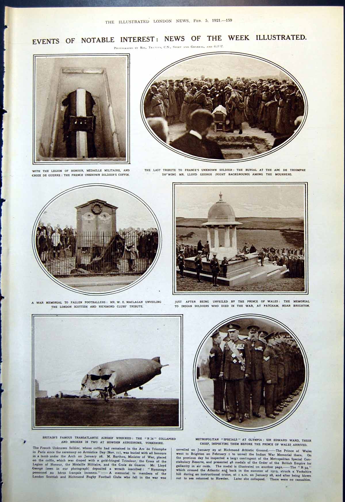 Old War Memorial Fallen Footballers R34 Collapses Public Faces 1921