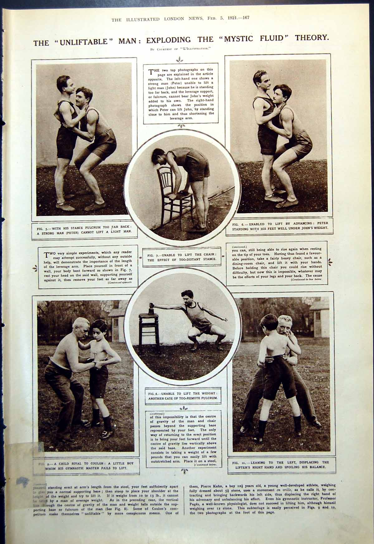 Old Print Lifting Weights Exploding Mystic Fluid Theory Theocritus 1921 20th