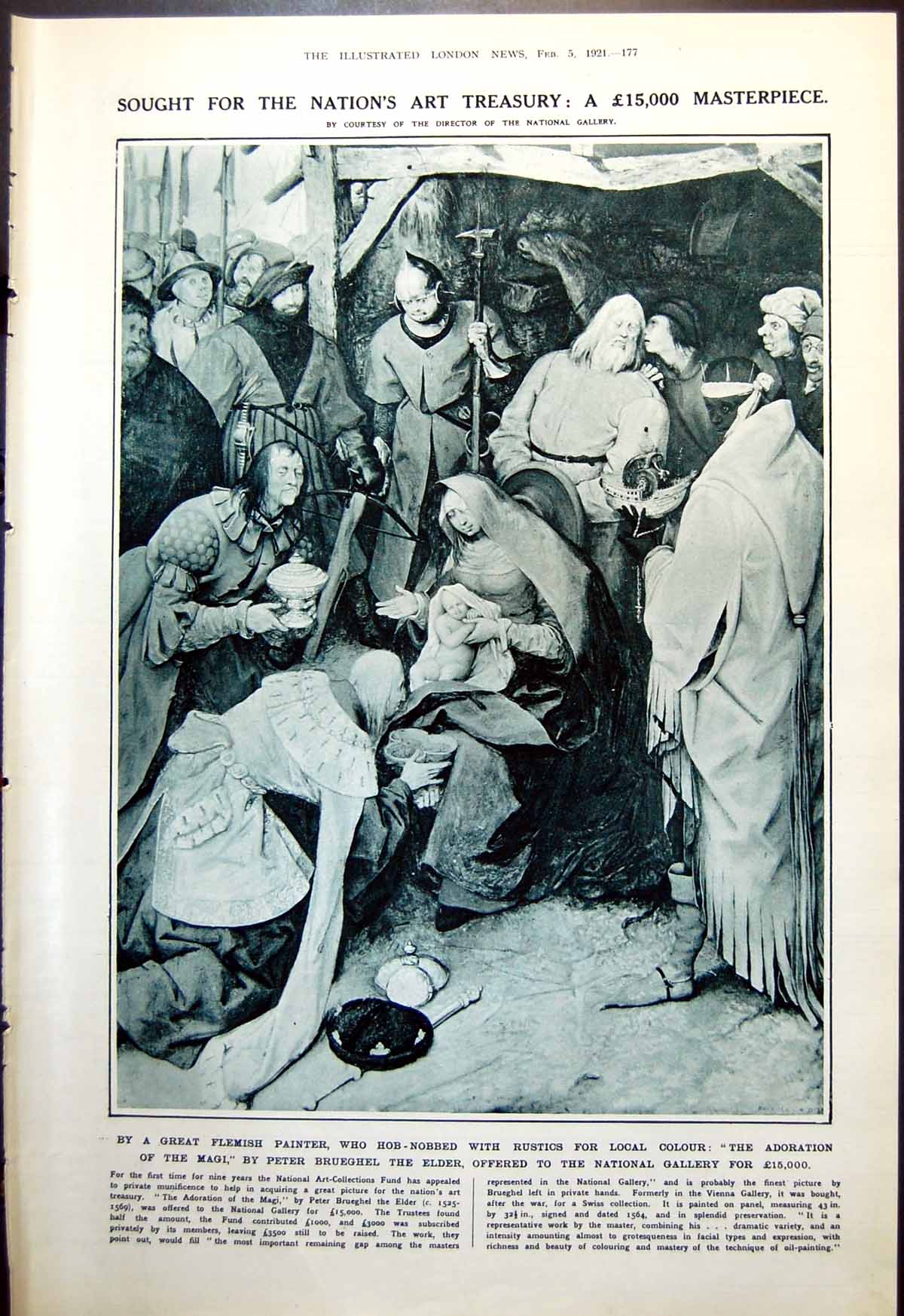 Antique Print Adoration The Magi National Gallery Tomb Tell El-Amarna 1921
