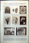 Antique Print Tell El-Armana Relics Akhenetan Death Mask Evening Gown 1921