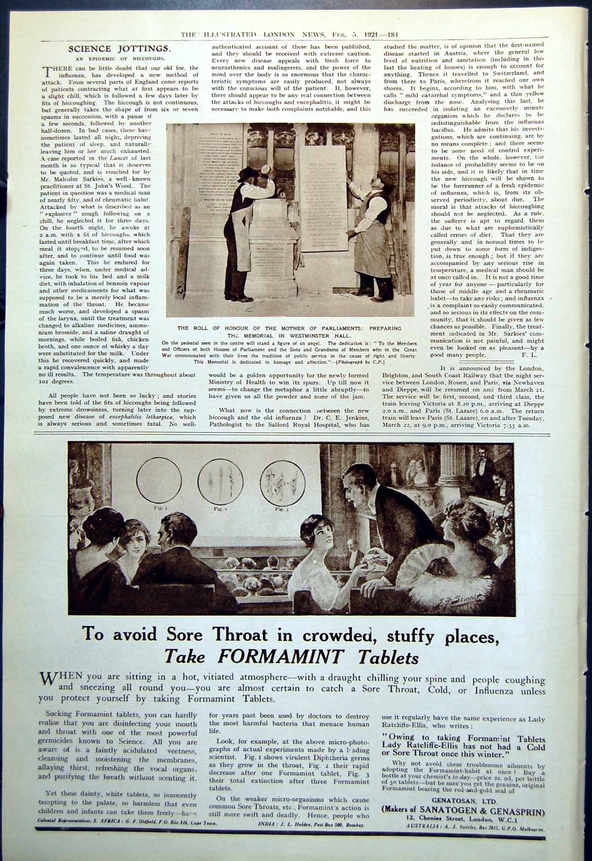 Original Old Vintage Print Preparing Memorial Westminster Hall Roll Honour 1921