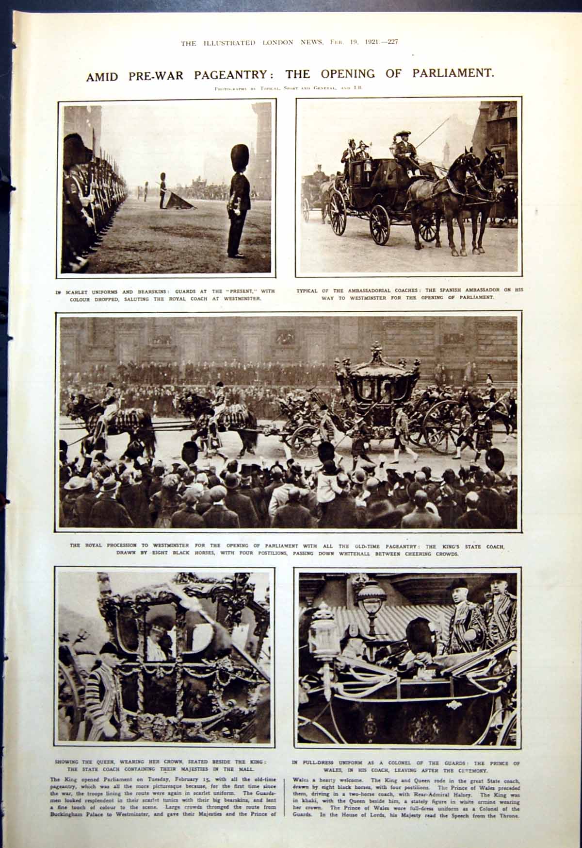 Old Opening Parliament Pageantry King Queen Swaziland Abdication 1921 20th