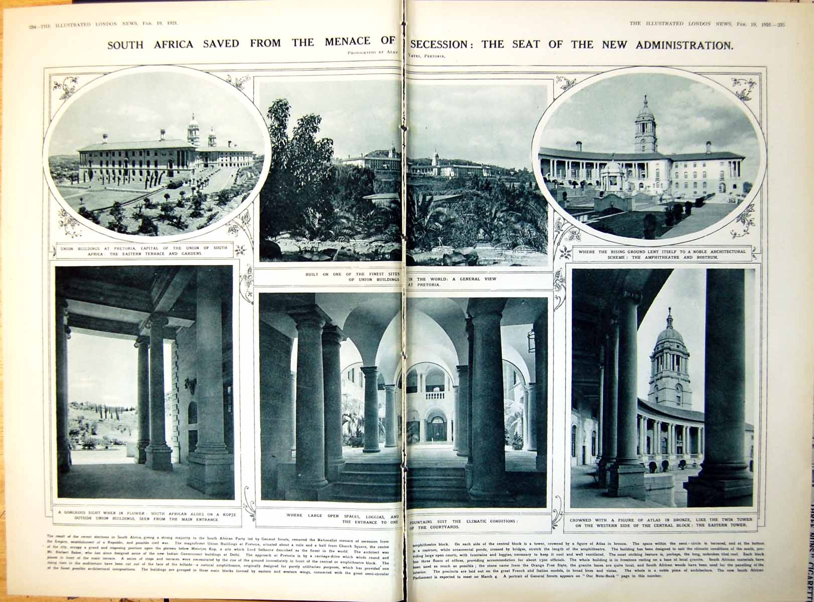 Antique Old Print Damaged Seat New Administration South Africa Pretoria 1921