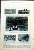 Antique Old Print Pueblo Ruins Kiva Ceremonial Chamber C7Th Manuscript 1921