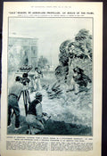 Antique Old Print Aeroplane Propellor Wind Us Film Schuttevaer Lifeboat 1921