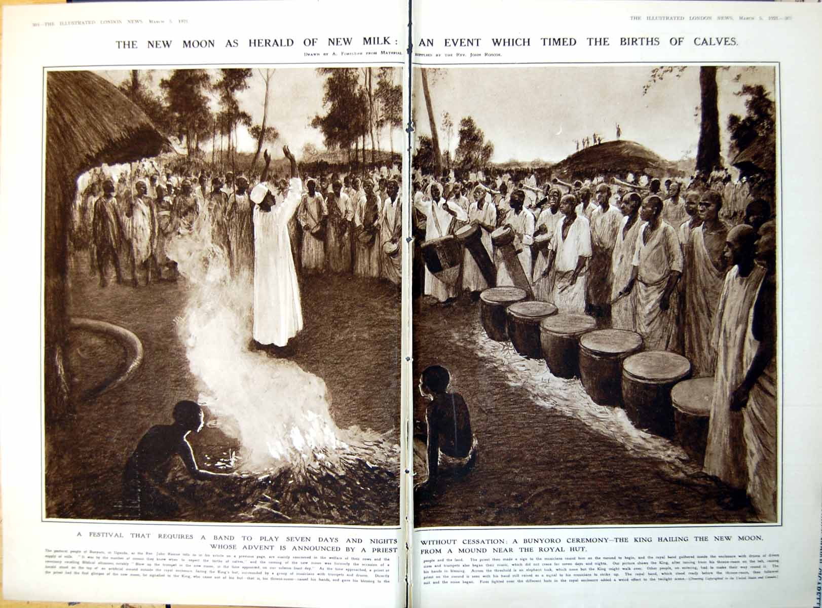 Old Print Damaged Bunyoro Uganda Rites Capital Buildings Washington 1921 20th