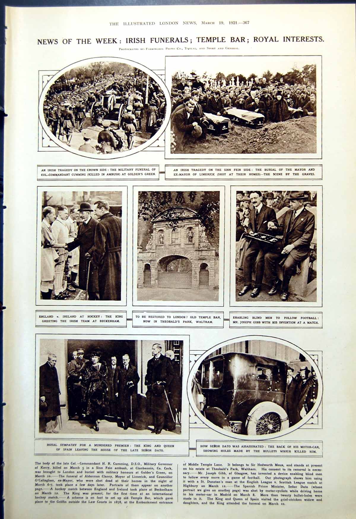 Antique Old Print Sinn Fein English Burials Rudyard Kipling Book Covers 1921