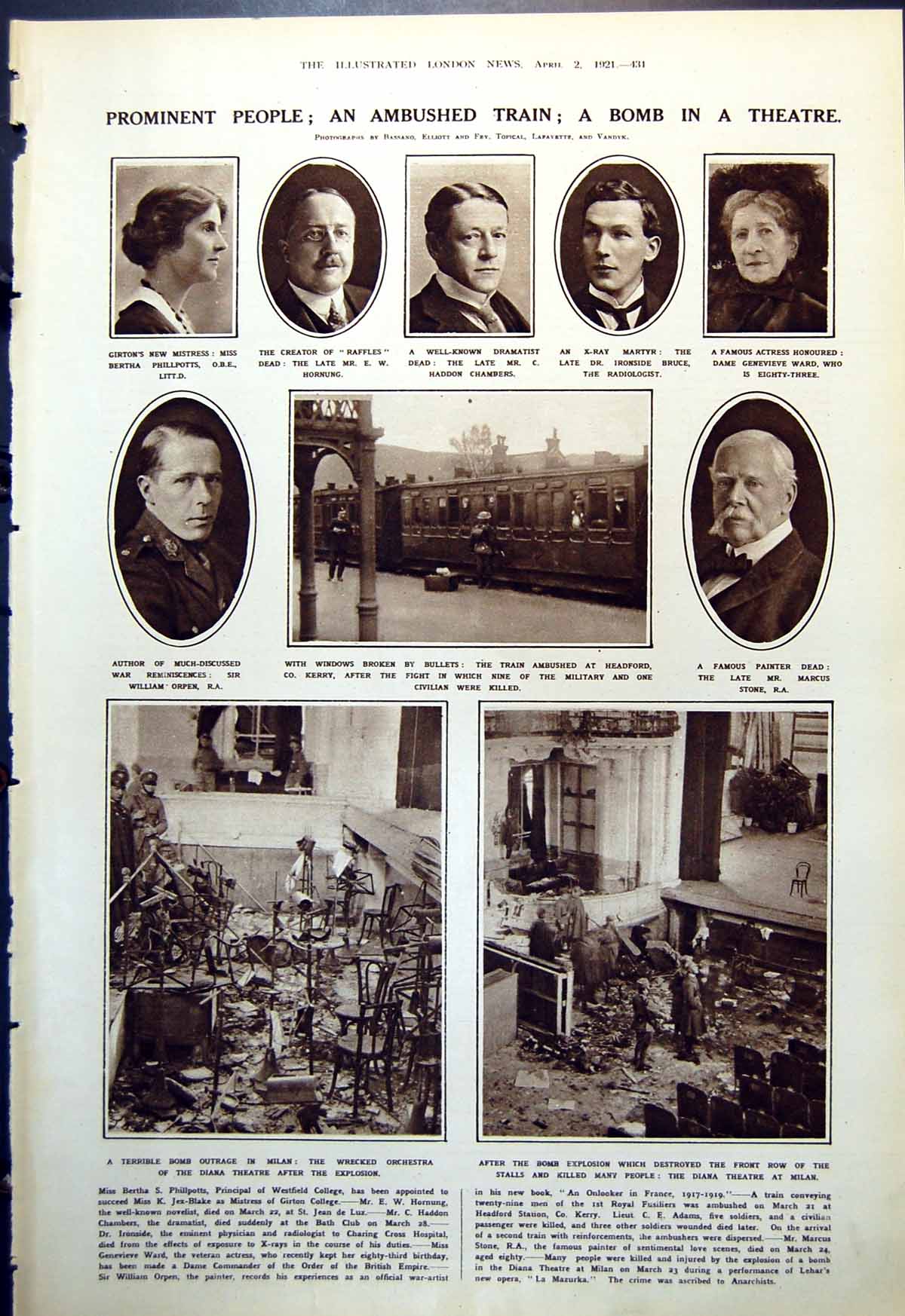 Old Ambushed Train C. Kerry Explosion Milan Sybil Daly'S Theatre 1921 20th