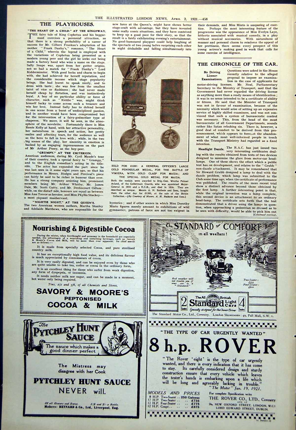Antique Print General Officer'S Large GPeninsular Medal Battle Vimiera 1921