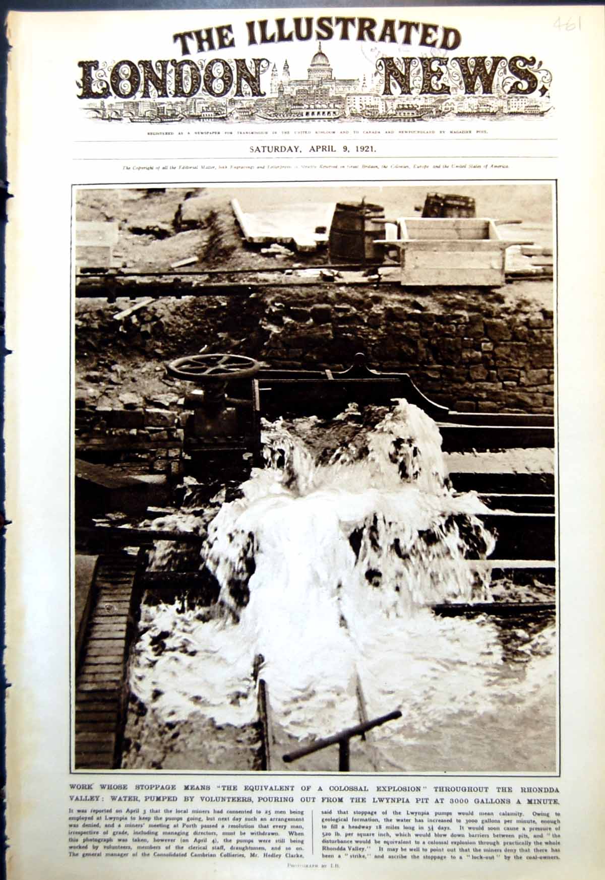 Old Rhondda Valley Water Spilling Memorial Cloisters Cheltenham 1921 20th