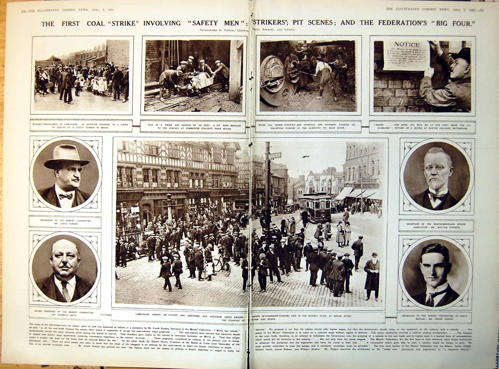 Old Damaged 1St Coal ?Strike? Pit Scenes Federation'S Big Four 1921