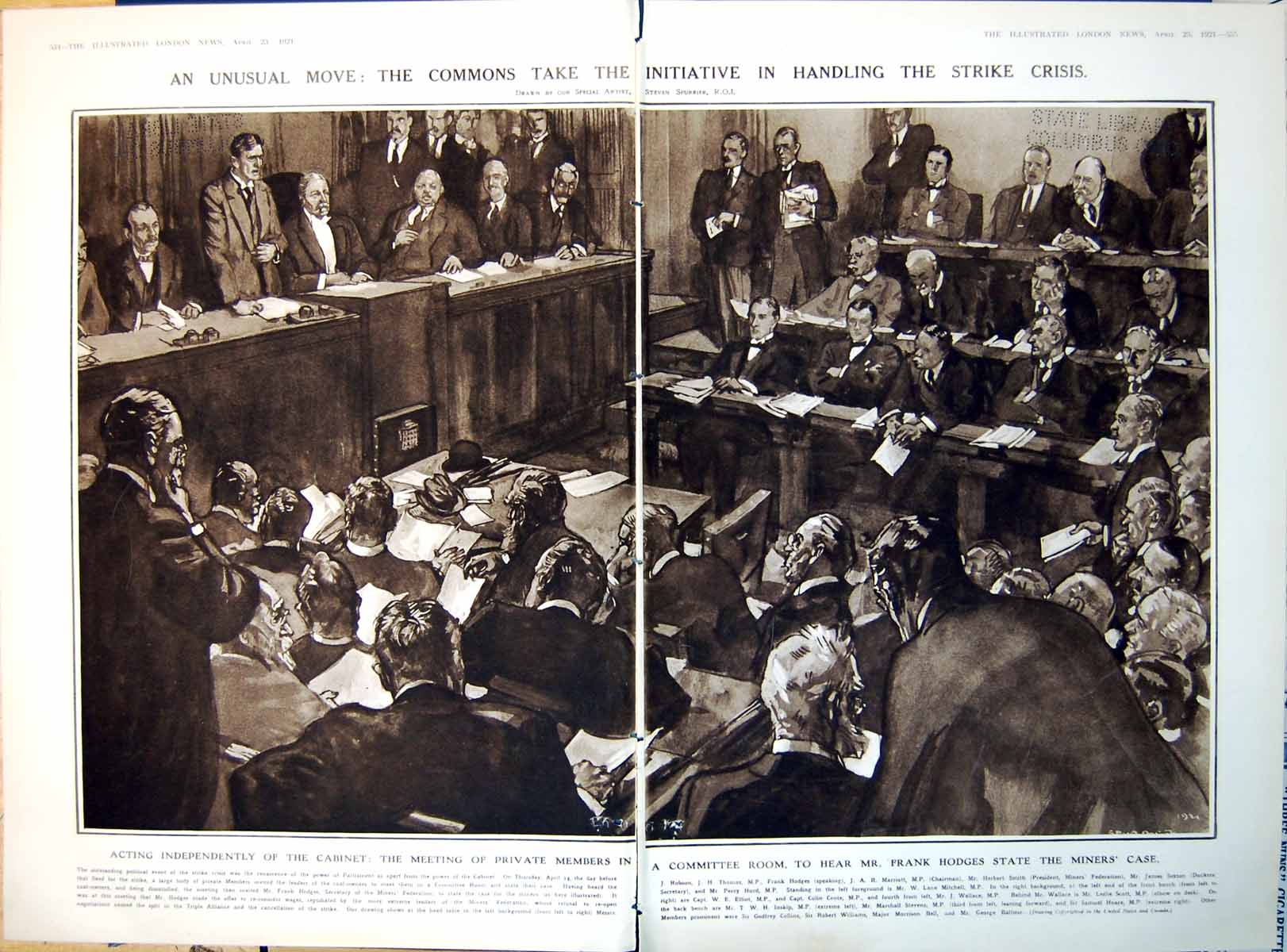 Old Print Damaged Meeting Private Members Frank Hodges Miners Case 1921 20th