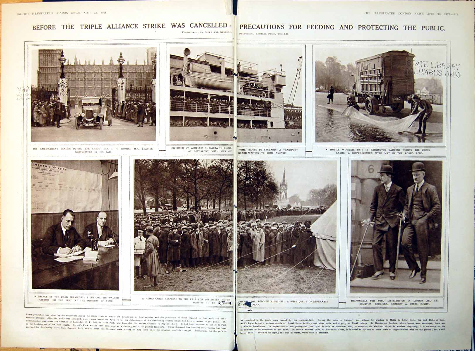 Antique Old Print Damaged Drivers Volunteering Ministry Food Railwayman 1921