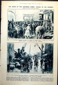 Antique Old Print Horse Sale Barbican Repository For Continent Cart Van 1921