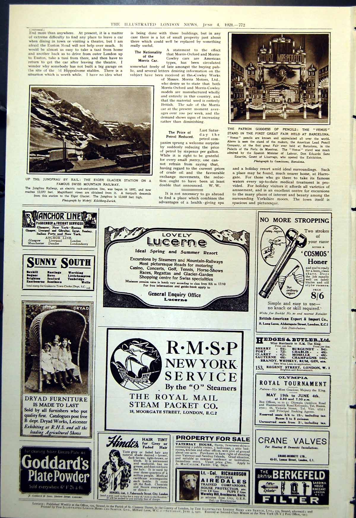 Old Eiger Glacier Station Jungfrau Venus Pencil Stand Barcelona 1921 20th