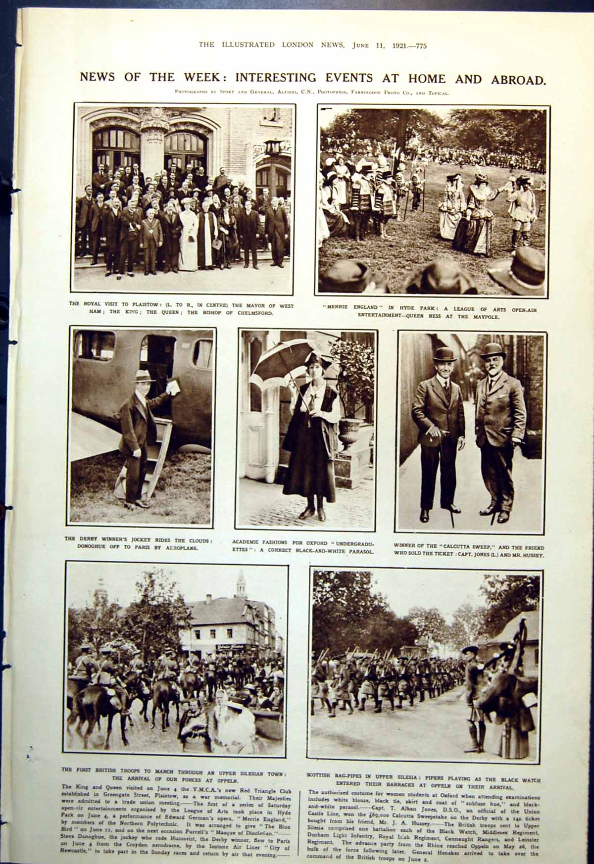 Old Print Merrie England Academic Fashions Oxford Southwark Bridge 1921 20th