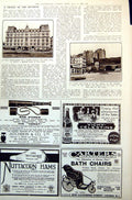 Old Print Dieppe Royal Hotel Chateau Cliff West End Beach Bath Chair 1921 20th