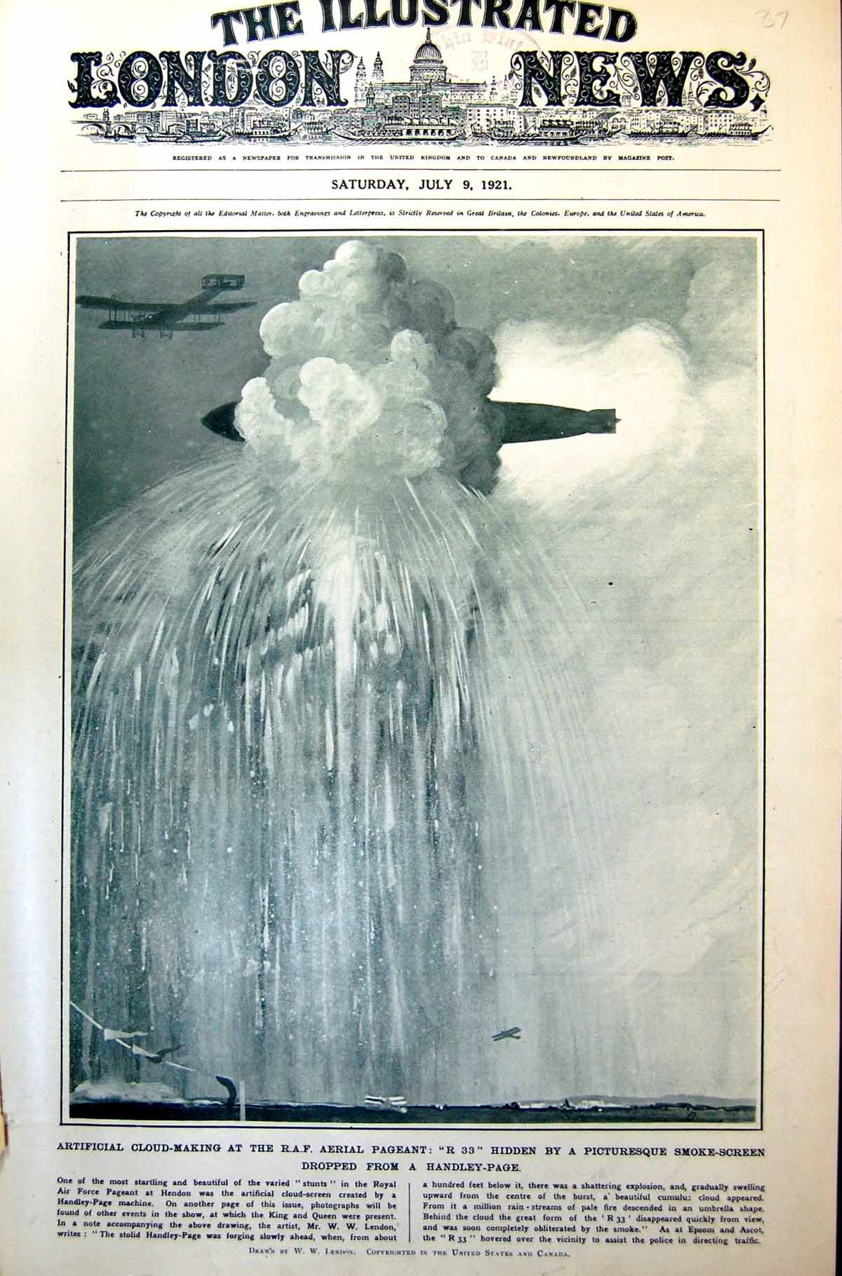 Antique Print Artificial Cloud Making Raf Pageant Imperial Conference 1921 20th
