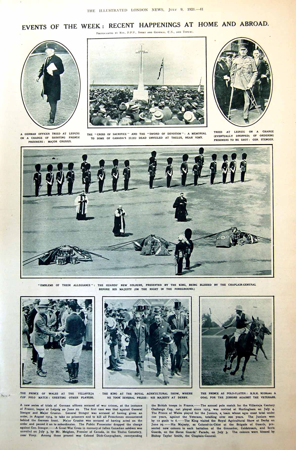 Antique Old Print Guards New Colours Blessed Portraits News Shackleton 1921