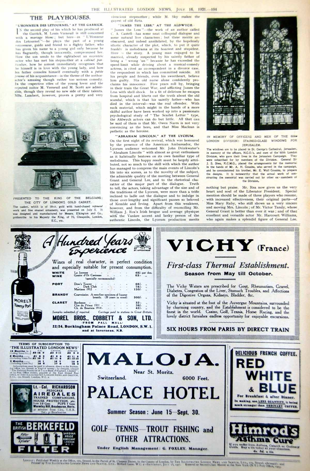 Antique Old Print GCasket Stained Glass Windows Jerusalem 60Th London 1921