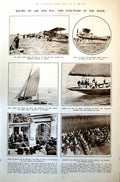Antique Print Aerial Derby Britannia Yacht Royal Visit Jersey Guernsey 1921
