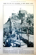 Antique Print King Royal Party Visit Castle Mont Orgueil Women Theatre 1921