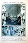 Antique Print Damaged Liner Drums Life Sea Bull Matador Ring Beziers 1921 20th