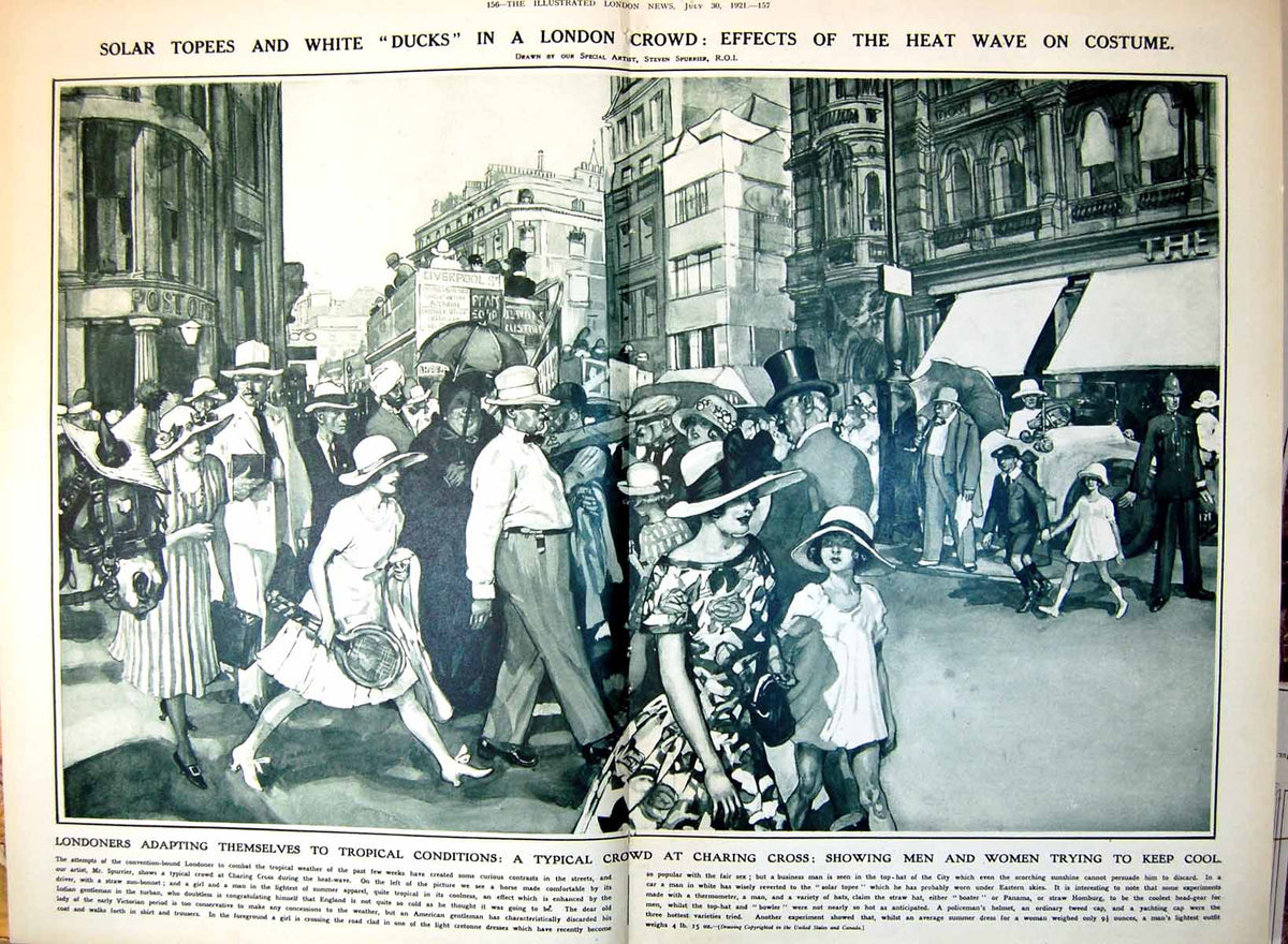 Antique Print Damaged Heat Wave Costume Levelling Battlefields France 1921 20th