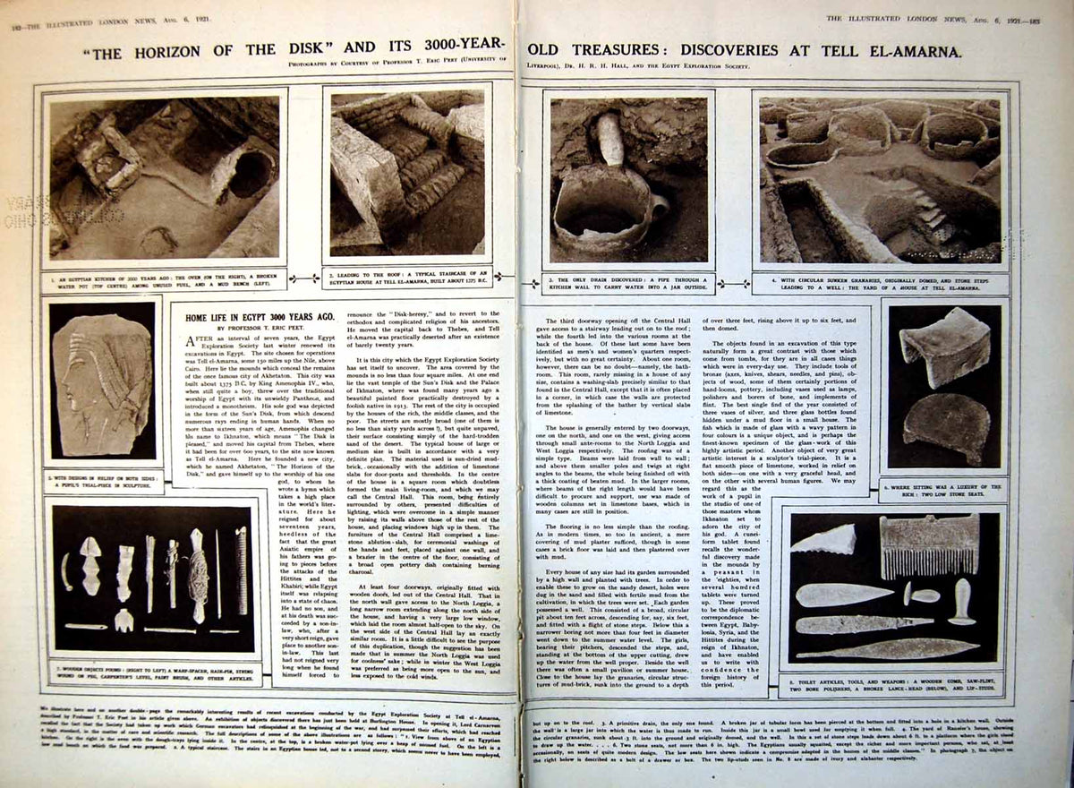 Antique Print Damaged Discoveries Tell El-Amarna Egypt C14Th Preserved 1921
