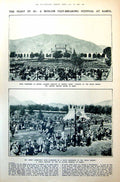 Antique Old Print Idgah Mosque Kabul Amir'S Elephants Roumanian Royalty 1921