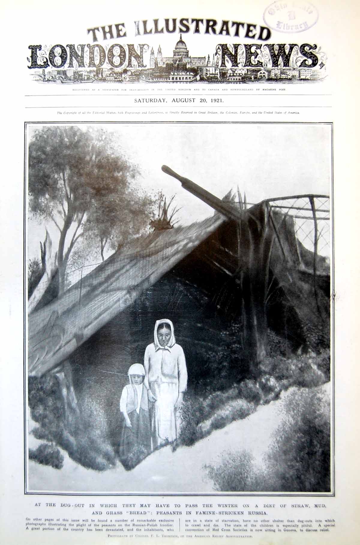 Antique Print Peasants Famine Sticken Russia Dug-Out Typican Russians 1921 20th