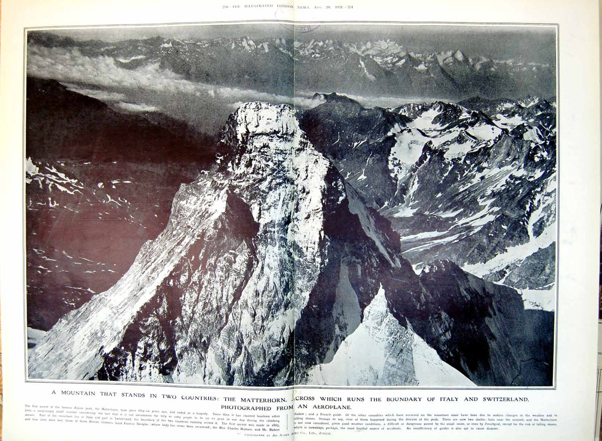 Antique Print Damaged Matterhorn Seals Ice Fields Naval Practice Ship 1921 20th