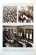 Antique Old Print Unemployment Rates Crowds Gather Use Trees Landscaping 1921