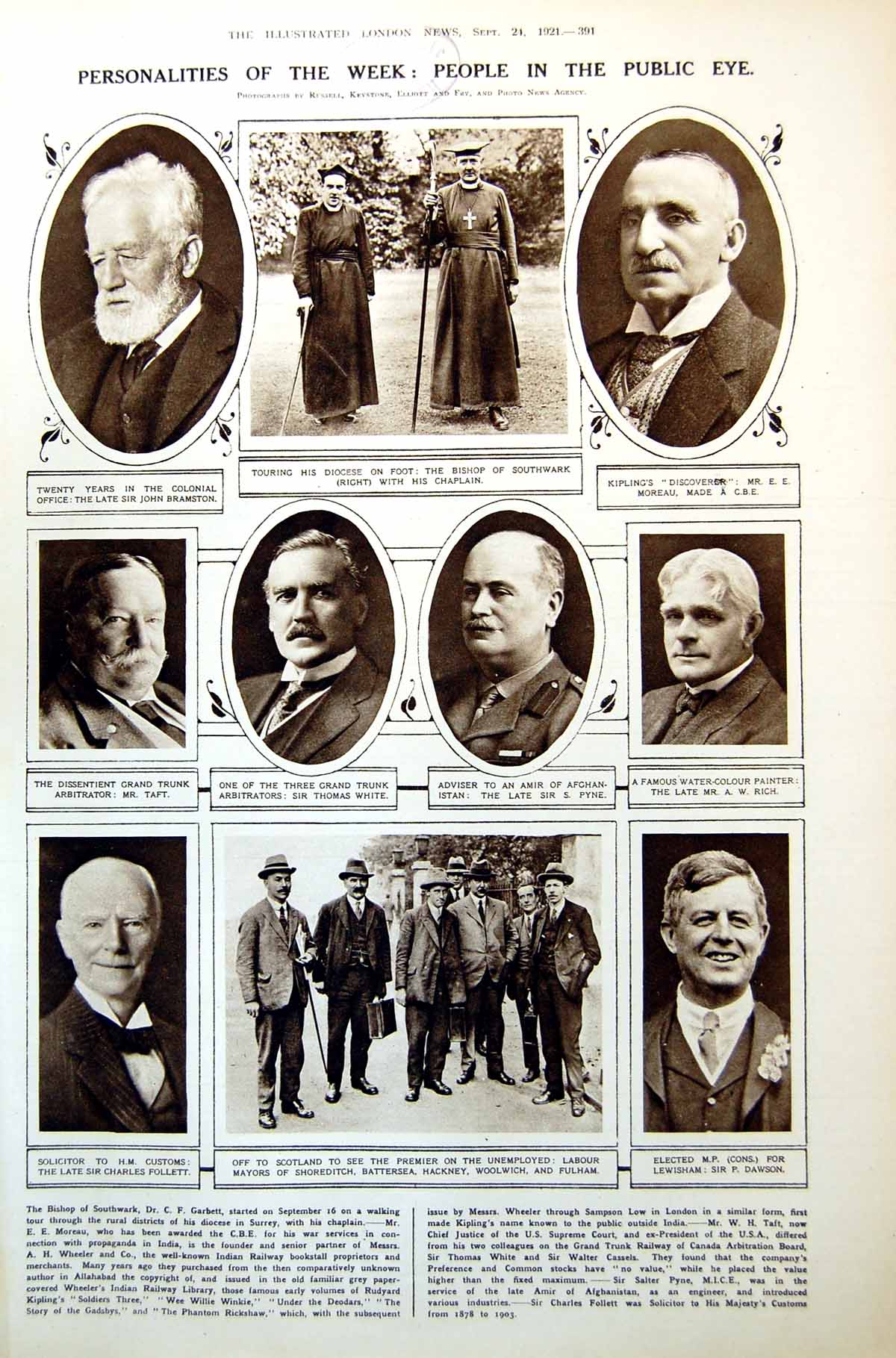 Old Print People In Public Eye Bishop Southwark Palace Yard Coventry 1921 20th