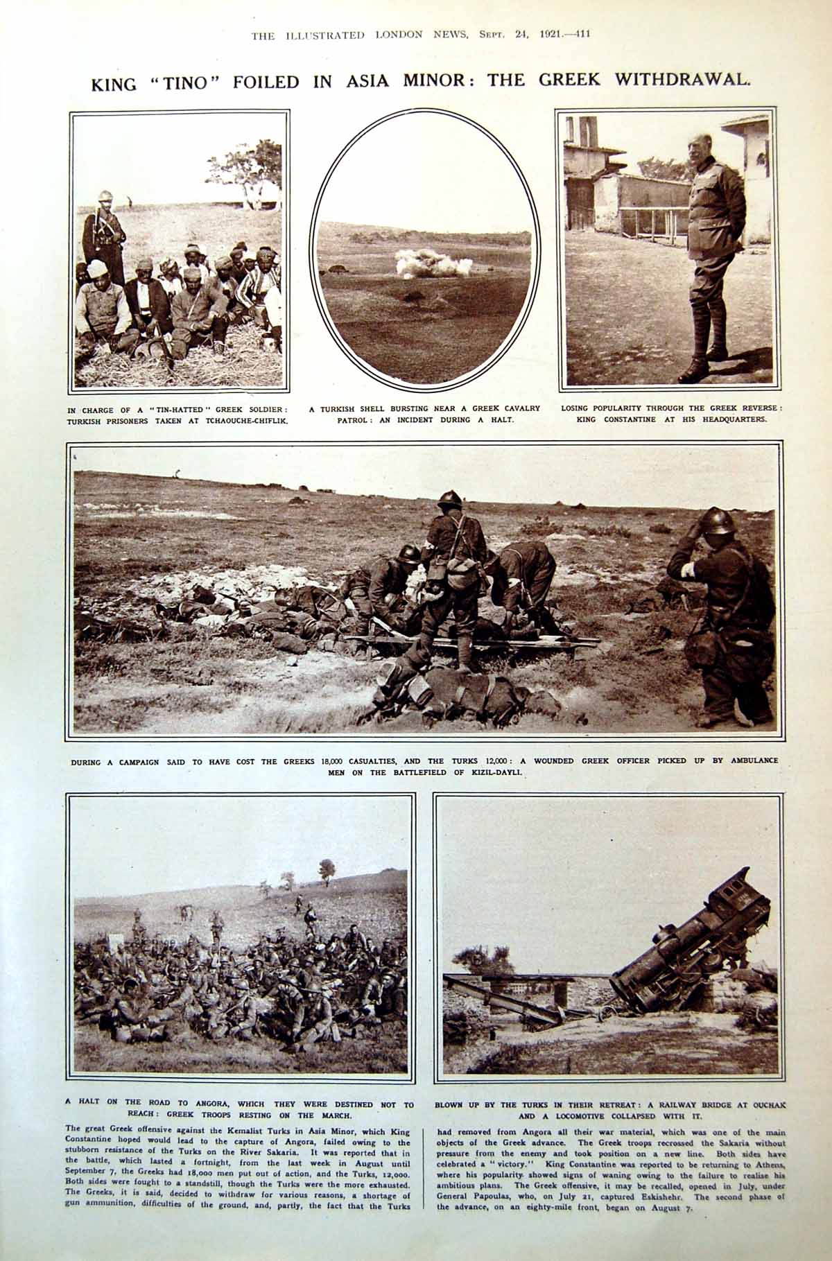 Antique Print King Tino Asia Minor Greek Withdrawal Egypt Camel Corps 1921 20th