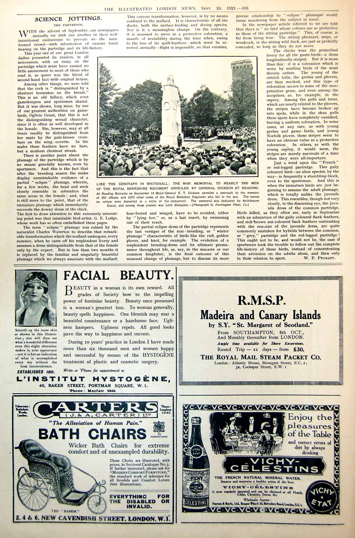 Antique Old Print War Memorial Royal Berkshire Regiment Unveiled Reading 1921
