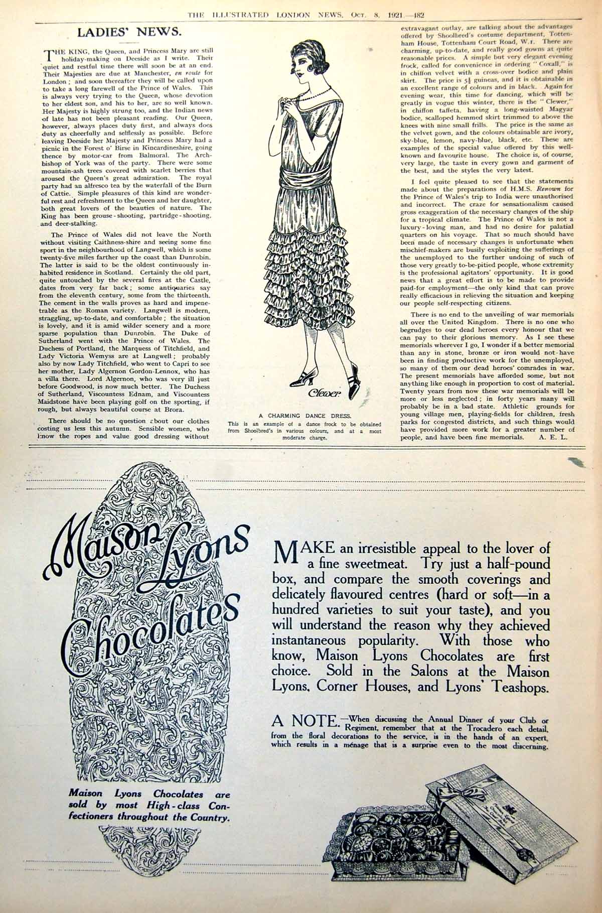 Old Vintage Print Ladies News Charming Dance Dress Filled Lower Half 1921 20th