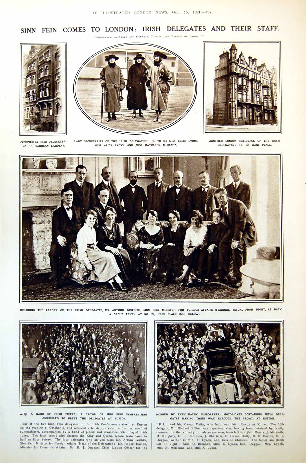 Old Print Sinn Fein To London Delegates Royal Visit Manchester Trade 1921 20th